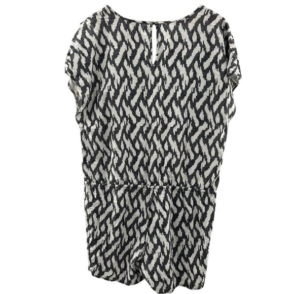 J. Crew Tie Waist Linen Blend Ikat Print Lightweight V-neck Romper Size XL - Picture 10 of 16